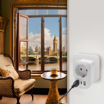 Adapter podróżny do gniazdek UK 230V 2x USB-A + 1x USB-C