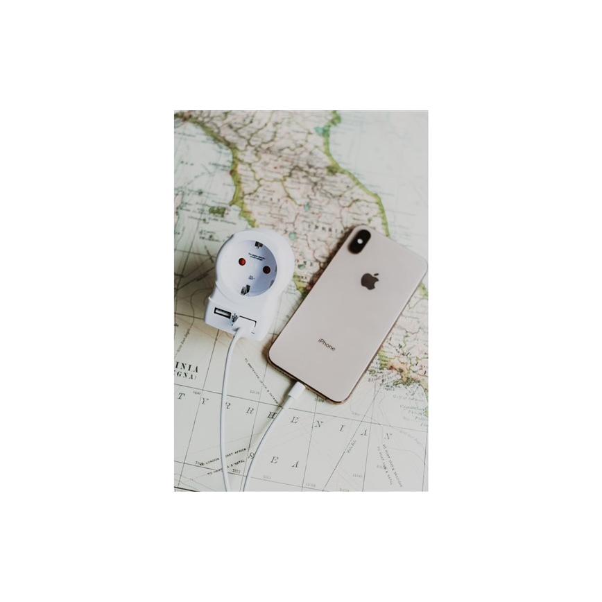 Adapter podróżny do UK 230V + 2x port USB