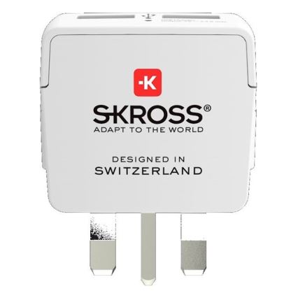 Adapter podróżny do UK 230V + 2x port USB