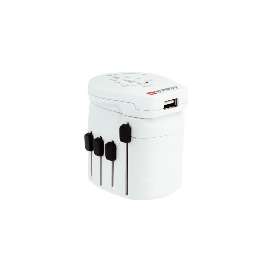 Uniwersalny adapter podróżny dla całego świata 230V + port USB