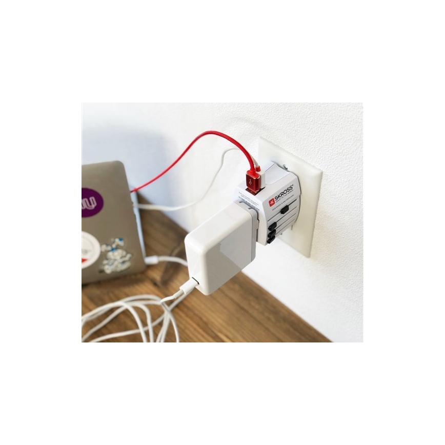 Międzynarodowy adapter podróżny 230 V + 2 x port USB