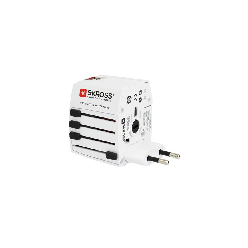 Międzynarodowy adapter podróżny 230 V + 2 x port USB