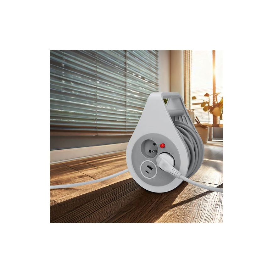 Przedłużacz na bębnie 2 gniazda + USB A i C 10 m