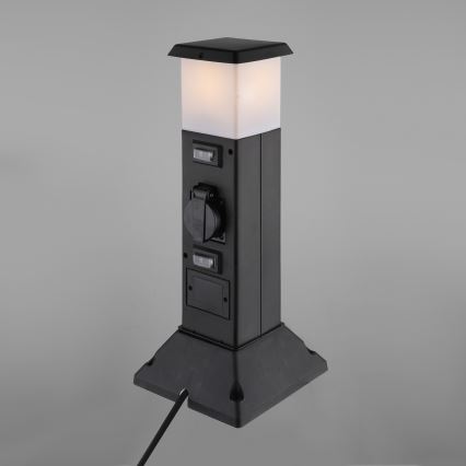 Lampa zewnętrzna z 2 gniazdkami 1xE14/15W/230V IP44 czarna