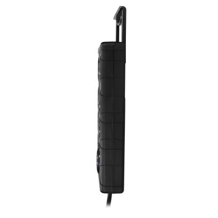 Przedłużacz 2 m z wyłącznikiem 8Z, wtyk Typ E + 1x USB-A + 1x USB-C, czarny