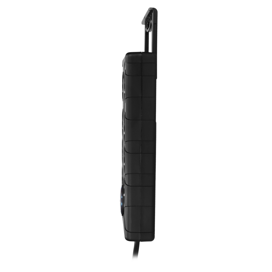 Przedłużacz 2 m z wyłącznikiem 8Z, wtyk Typ E + 1x USB-A + 1x USB-C, czarny