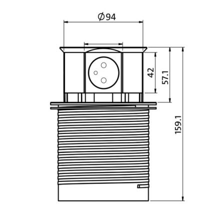 Słupek z gniazdkami do deski stołu 2x230V + 2xUSB