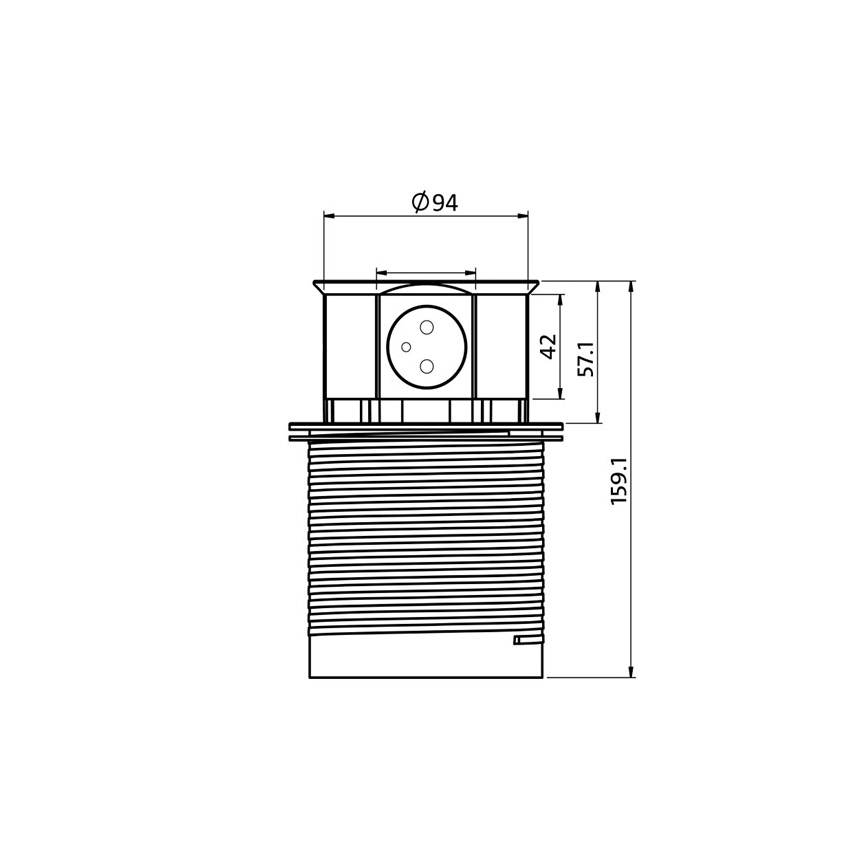Słupek z gniazdkami do deski stołu 2x230V + 2xUSB
