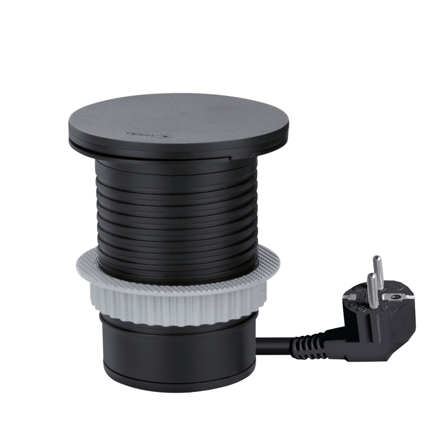 Gniazdo podtynkowe z ładowaniem bezprzewodowym 10W 1 gniazdo + USB A+C czarne