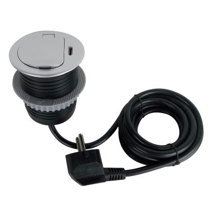 Kolumna z gniazdami do blatu 1x230V + USB-C Power Delivery srebrny/czarny