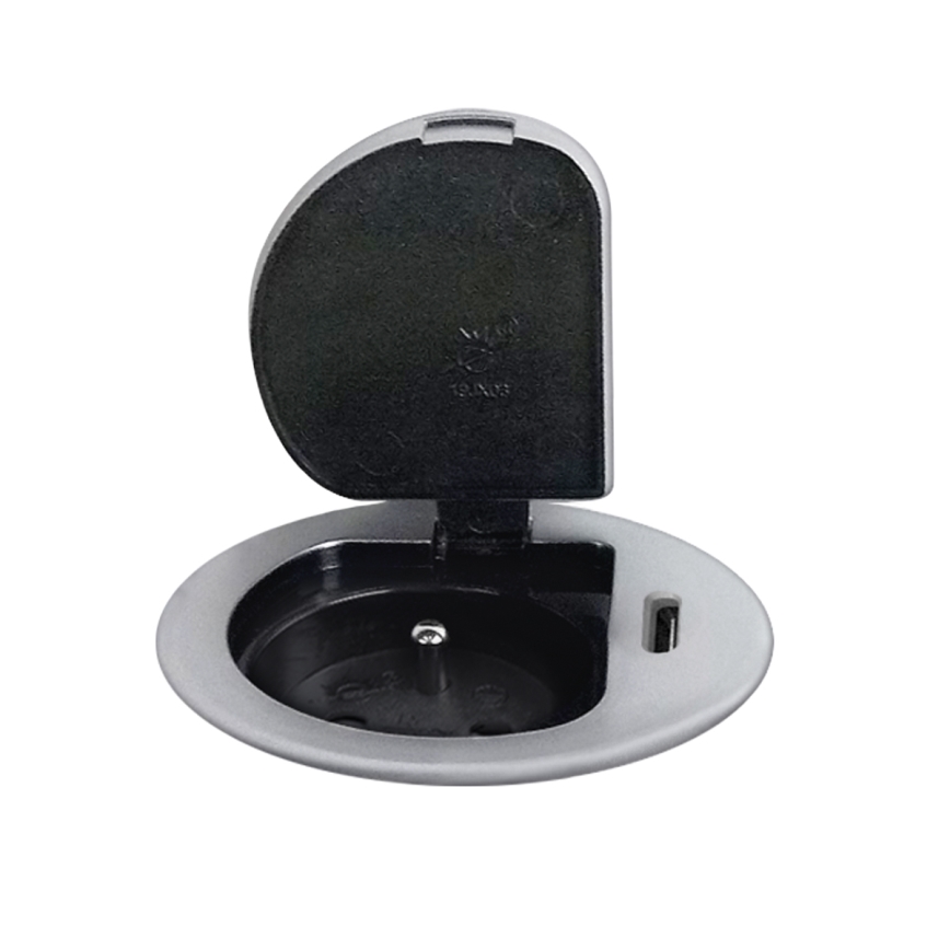 Kolumna z gniazdami do blatu 1x230V + USB-C Power Delivery srebrny/czarny