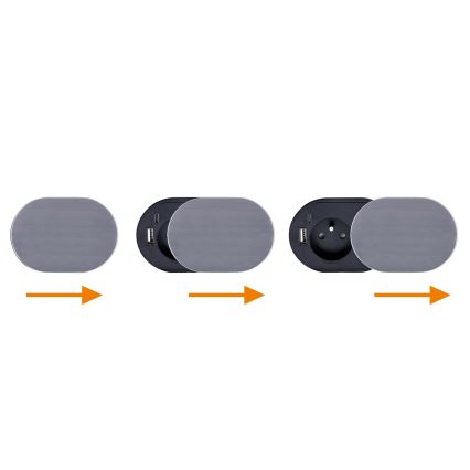 Wbudo gniazdo 1Z + USB A+C