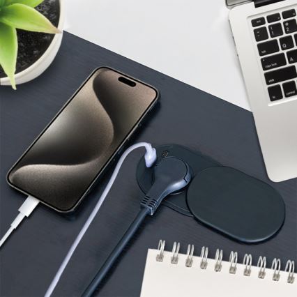 Gniazdko wpuszczane z przesuwanym wieczkiem 20W 1x gniazdo + USB A+C czarne