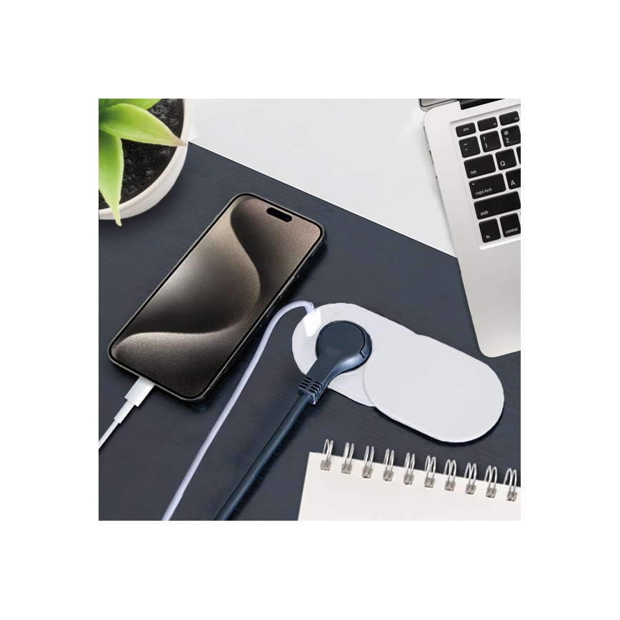 Gniazdko podtynkowe 20 W, 1 gniazdo + USB A+C, białe