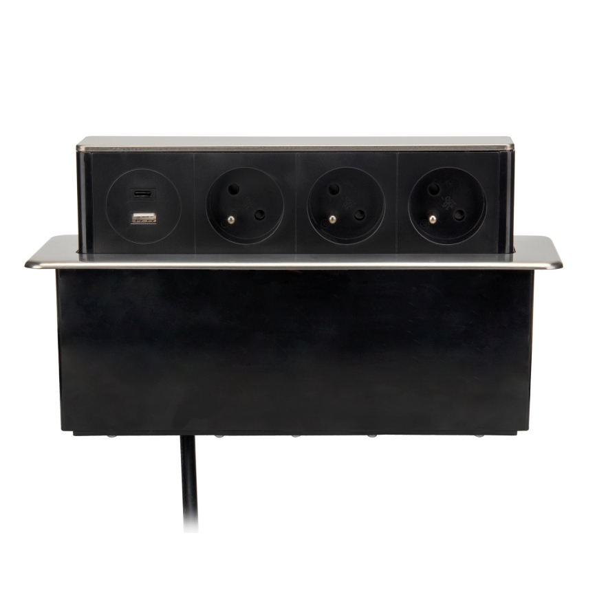 Słupek z gniazdami do blatu stołu 3x230V + USB-A + USB-C