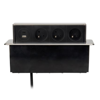 Kolumna z gniazdami do blatu 3x230V + USB-A + USB-C