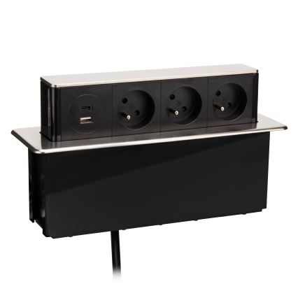 Kolumna z gniazdami do blatu 3x230V + USB-A + USB-C
