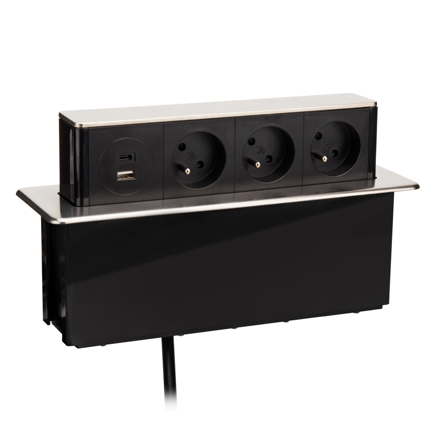 Kolumna z gniazdami do blatu 3x230V + USB-A + USB-C