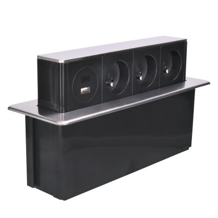 Kolumna z gniazdami do blatu 3x230V + USB-A + USB-C
