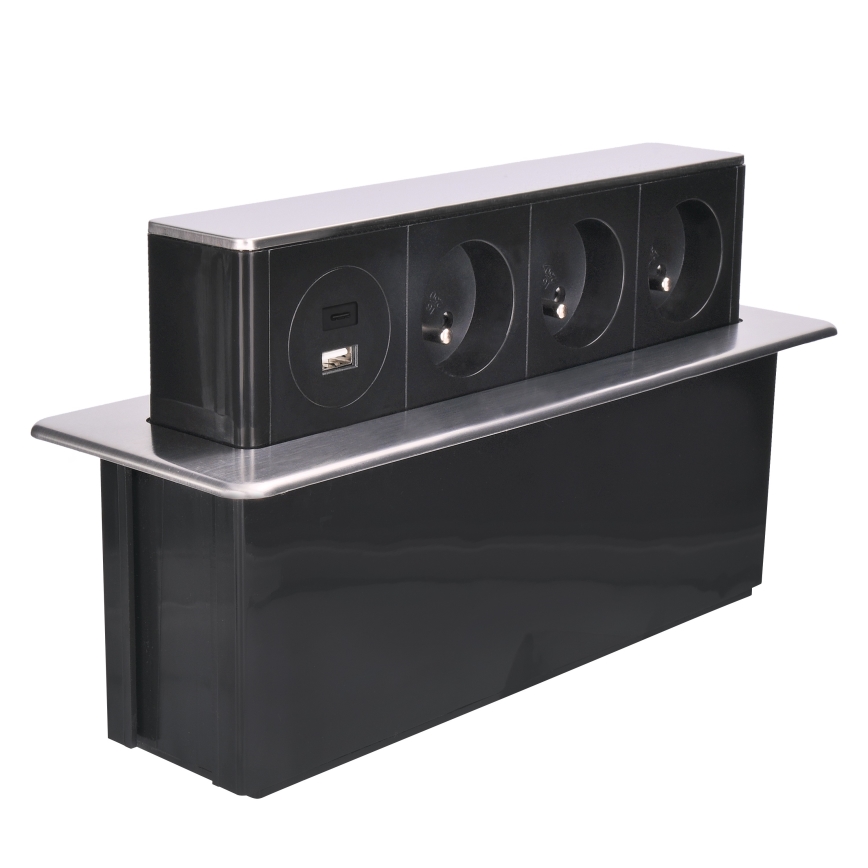Kolumna z gniazdami do blatu 3x230V + USB-A + USB-C