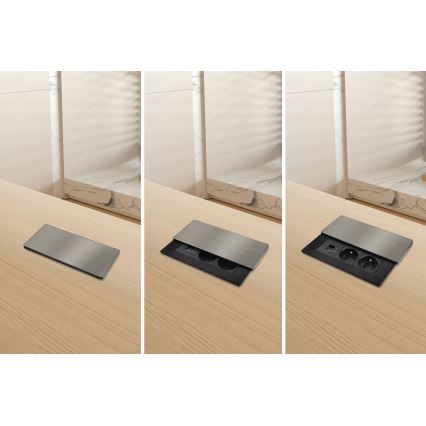 Gniazdo do zabudowy z ładowaniem bezprzewodowym 65W, 2 gniazda + USB-A + USB-C