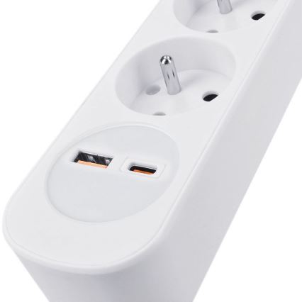 Przedłużacz z wyłącznikiem, 5 gniazd, porty USB A i C do ładowania, 3 m