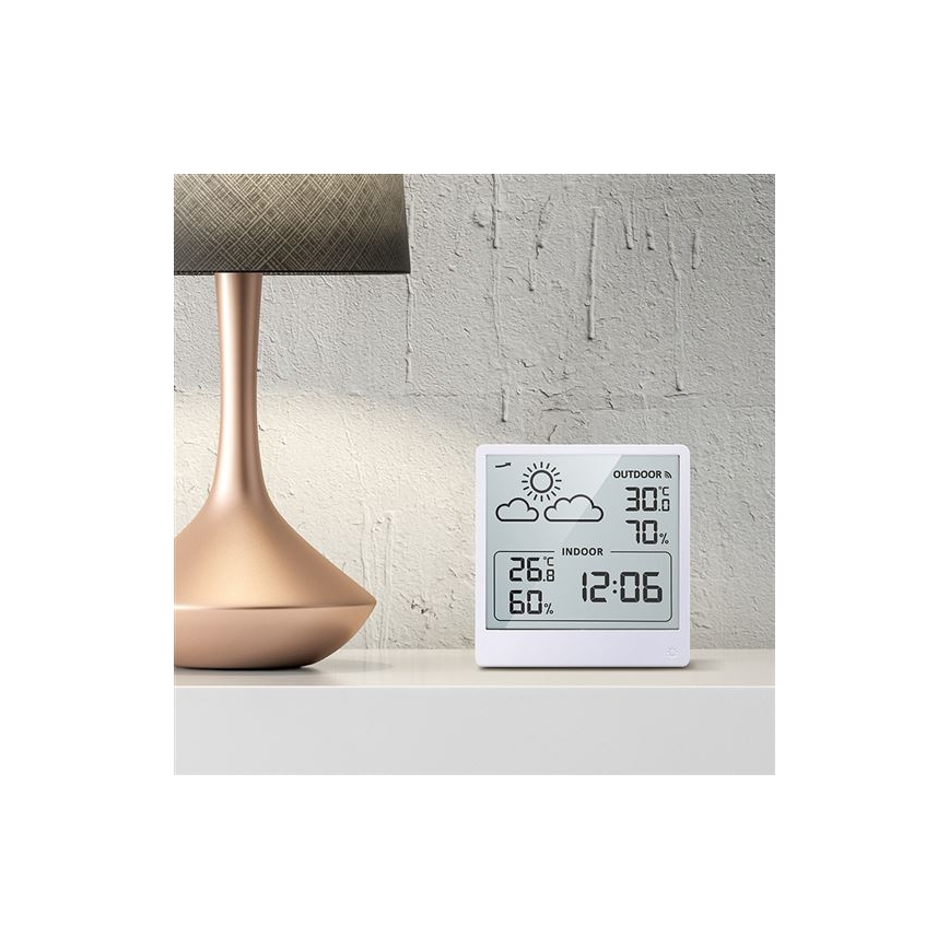 Cyfrowy termometr 5V/2xAAA + 2xAAA biały