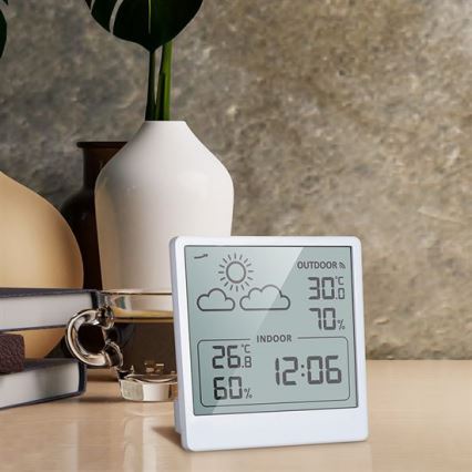 Cyfrowy termometr 5V/2xAAA + 2xAAA biały