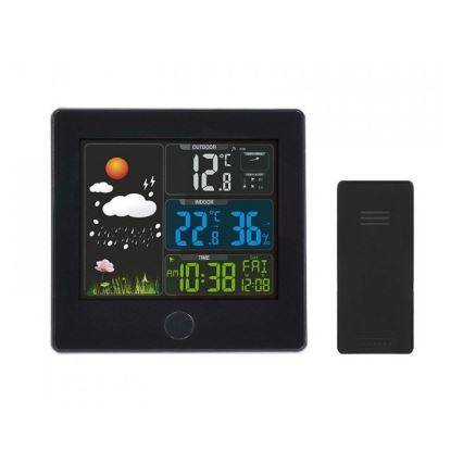 Stacja meteorologiczna z wyświetlaczem LCD 230V/2xAAA + 2xAAA czarny