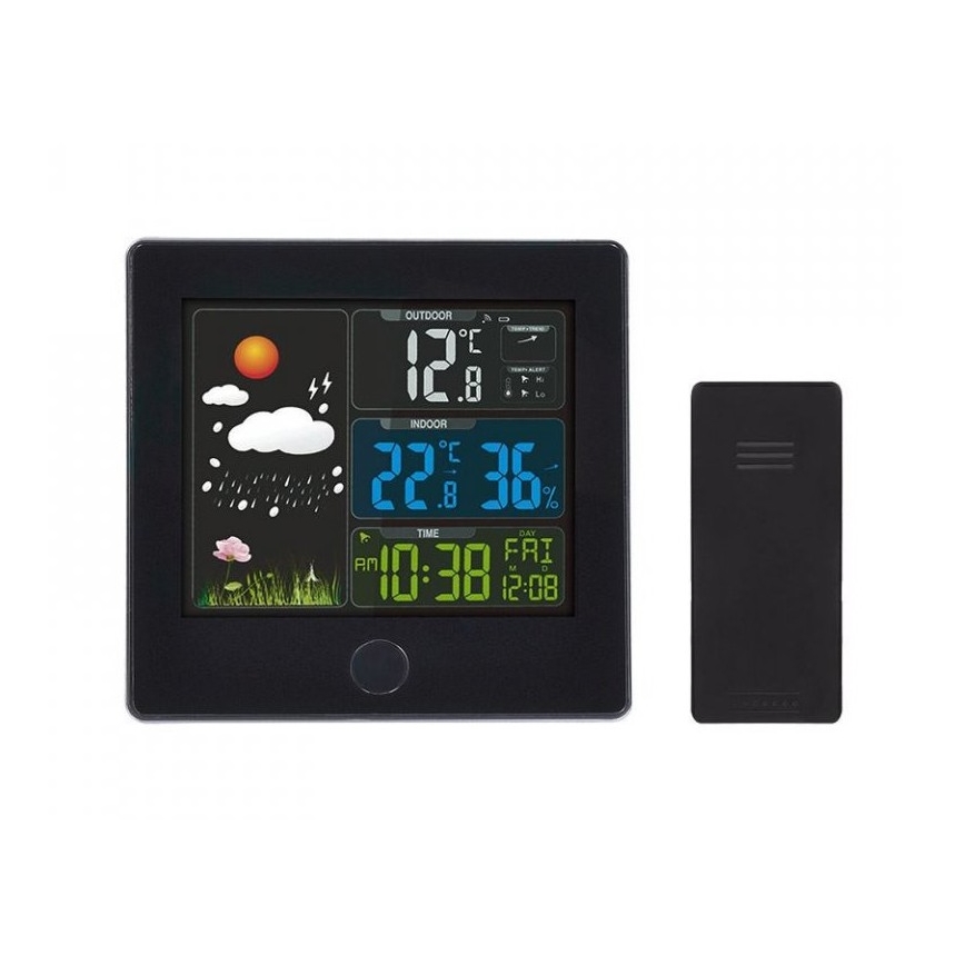 Stacja meteorologiczna z wyświetlaczem LCD 230V/2xAAA + 2xAAA czarny