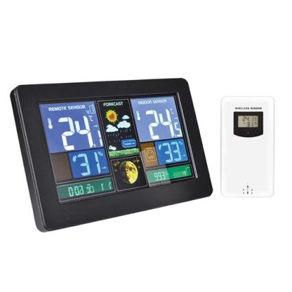 Meteostacja z LCD wyświetlaczem i USB ładowaniem czarny