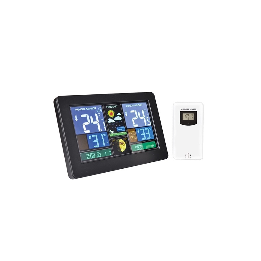 Meteostacja z LCD wyświetlaczem i USB ładowaniem czarny