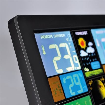 Meteostacja z LCD wyświetlaczem i USB ładowaniem czarny