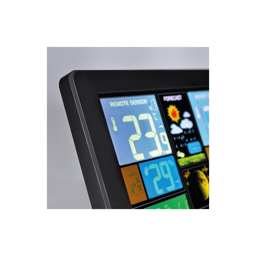 Meteostacja z LCD wyświetlaczem i USB ładowaniem czarny