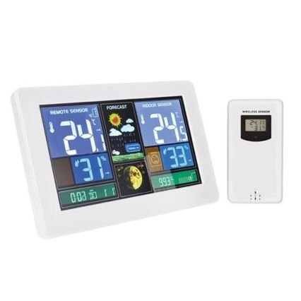 Meteostacja z LCD wyświetlaczem ładowana USB biała