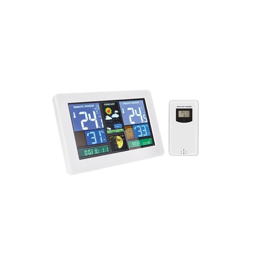 Meteostacja z LCD wyświetlaczem ładowana USB biała