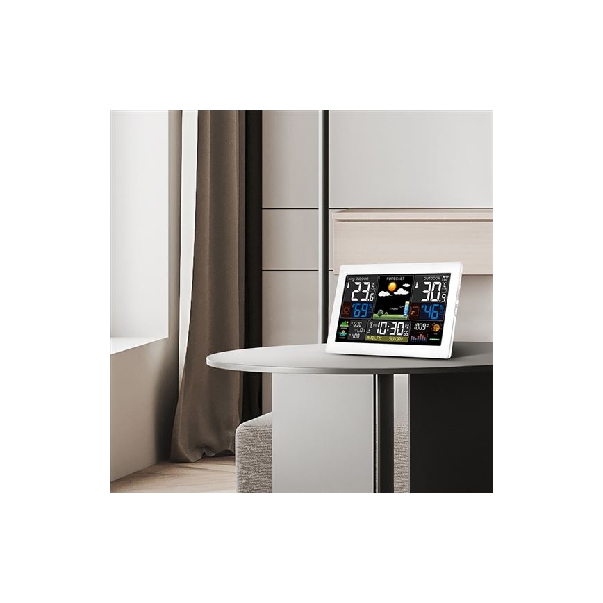 Stacja pogodowa z kolorowym wyświetlaczem LCD 5V/2xAA + 2xAA