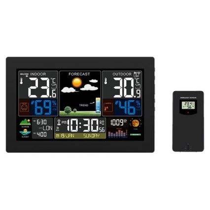 Stacja meteorologiczna z kolorowym wyświetlaczem LCD 230V/2xAA + 2xAA