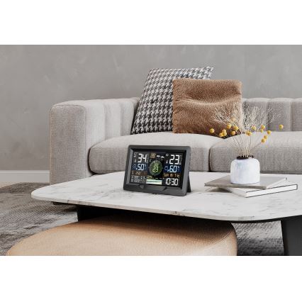Profesjonalna stacja pogodowa z kolorowym wyświetlaczem LCD 5V/2xAA + 3xAA + 2xAA Wi-Fi Tuya