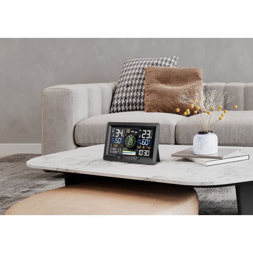 Profesjonalna stacja pogodowa z kolorowym wyświetlaczem LCD 5V/2xAA + 3xAA + 2xAA Wi-Fi Tuya