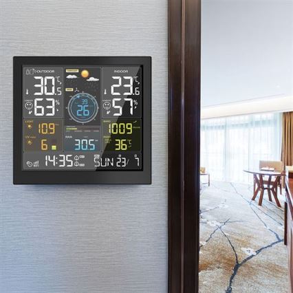 Profesjonalna stacja pogodowa z wyświetlaczem LCD, zasilanie 5V/2xAA + 3xAAA, Wi-Fi