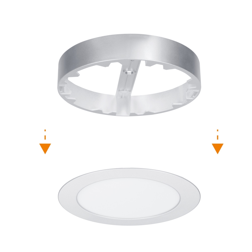 Panel LED natynkowy/wpuszczany 2w1 LED/12W/230V 3000/4000/6000K śr.17 cm IP54 srebrny