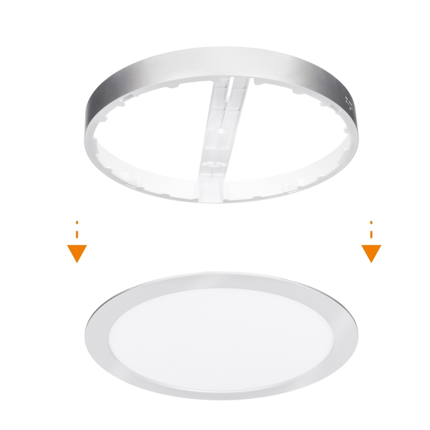 LED panel przysufitowy/wpuszczany 2 w 1 18W/230V 3000/4000/6000K śr. 22,5 cm IP54 srebrny