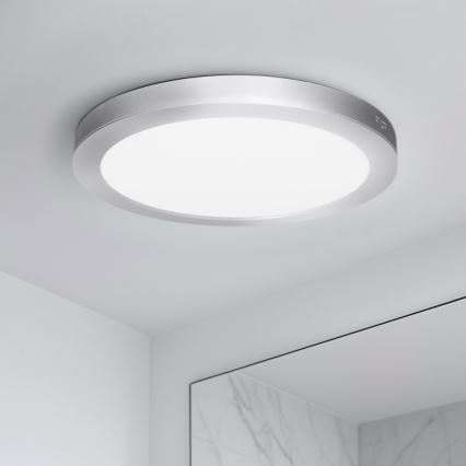 LED panel przysufitowy/podwieszany 2w1 24W/230V 3000/4000/6000K śr. 30 cm IP54 srebrny