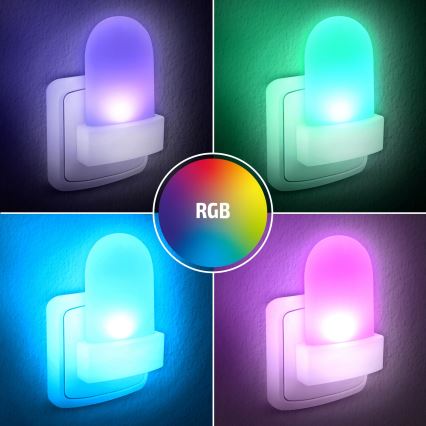 LED RGB Lampka orientacyjna z czujnikiem zmierzchu LED/0,5W/230V