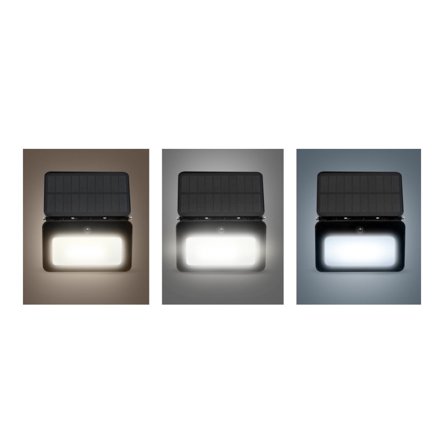 Regulowany LED reflektor solarny z czujnikiem ruchu i zmierzchu LED/6W/3,7V 2200 mAh 3000/4000/6500K IP65