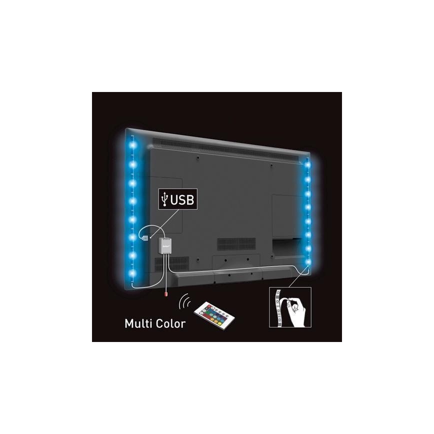SADA 2x LED RGB Taśma do telewizora z pilotem dalnego sterowania LED/USB 2x50cm