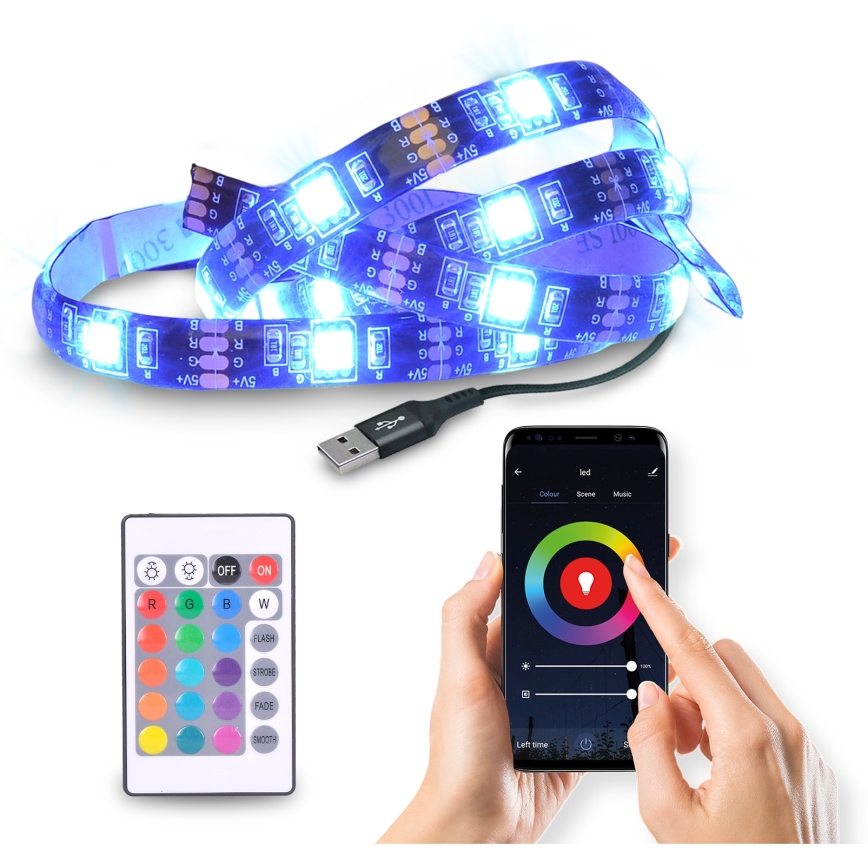 LED RGB ściemnialna taśma do TV LED/6W/5V Wi-Fi Tuya + pilot 0,5m