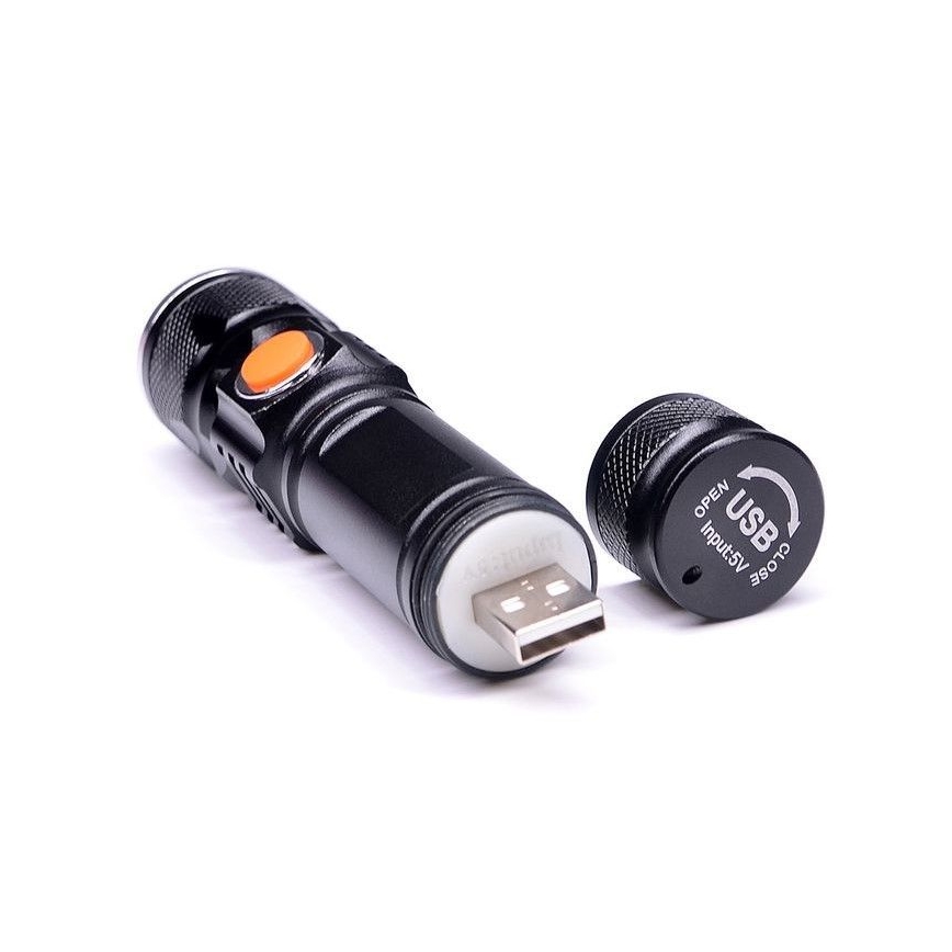 LED Ładowalna latarka USB LED/3W/3,7V IP44