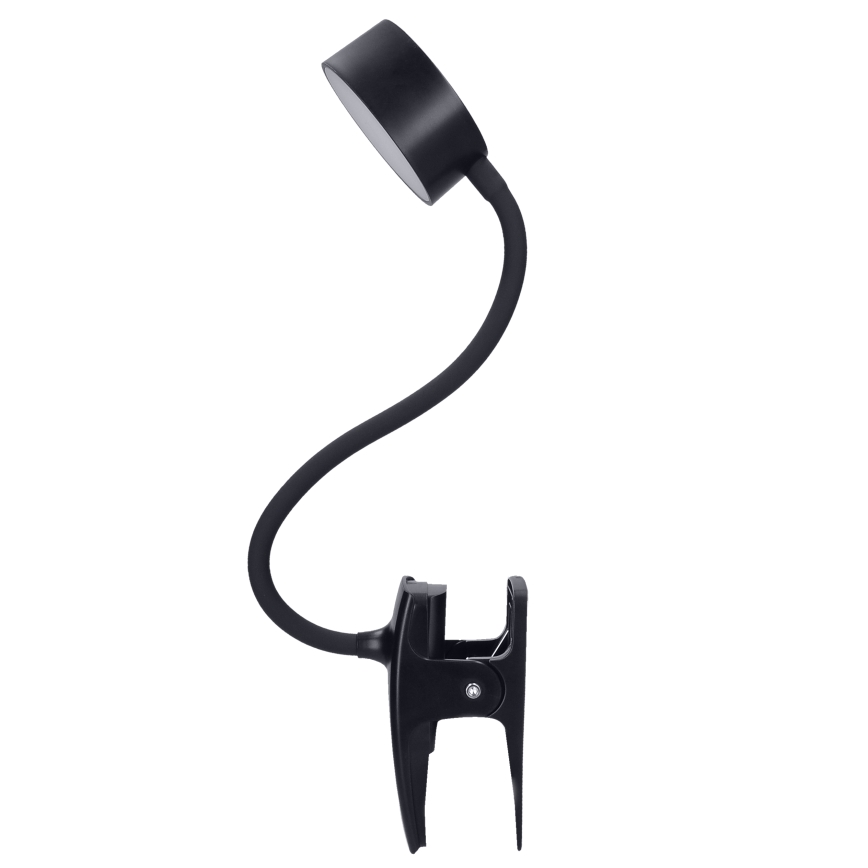 LED Ściemnialna elastyczny ładowalna lampa stołowa z klipsem LED/2W/1800 mAh 3000/4000/6500K czarny